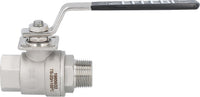 Robinet à boisseau sphérique gaz inox, mâle × femelle, poignée inox