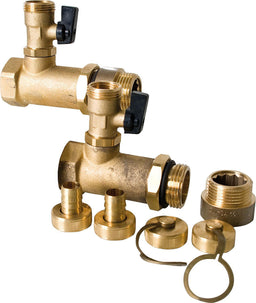 Kit de rinçage et de vidange DN 25 2 x contre-pièce en T avec robinet KFE