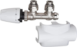 Kit de vanne IMI Multilux équerre avec habillage blanc et tête thermostatique DX
