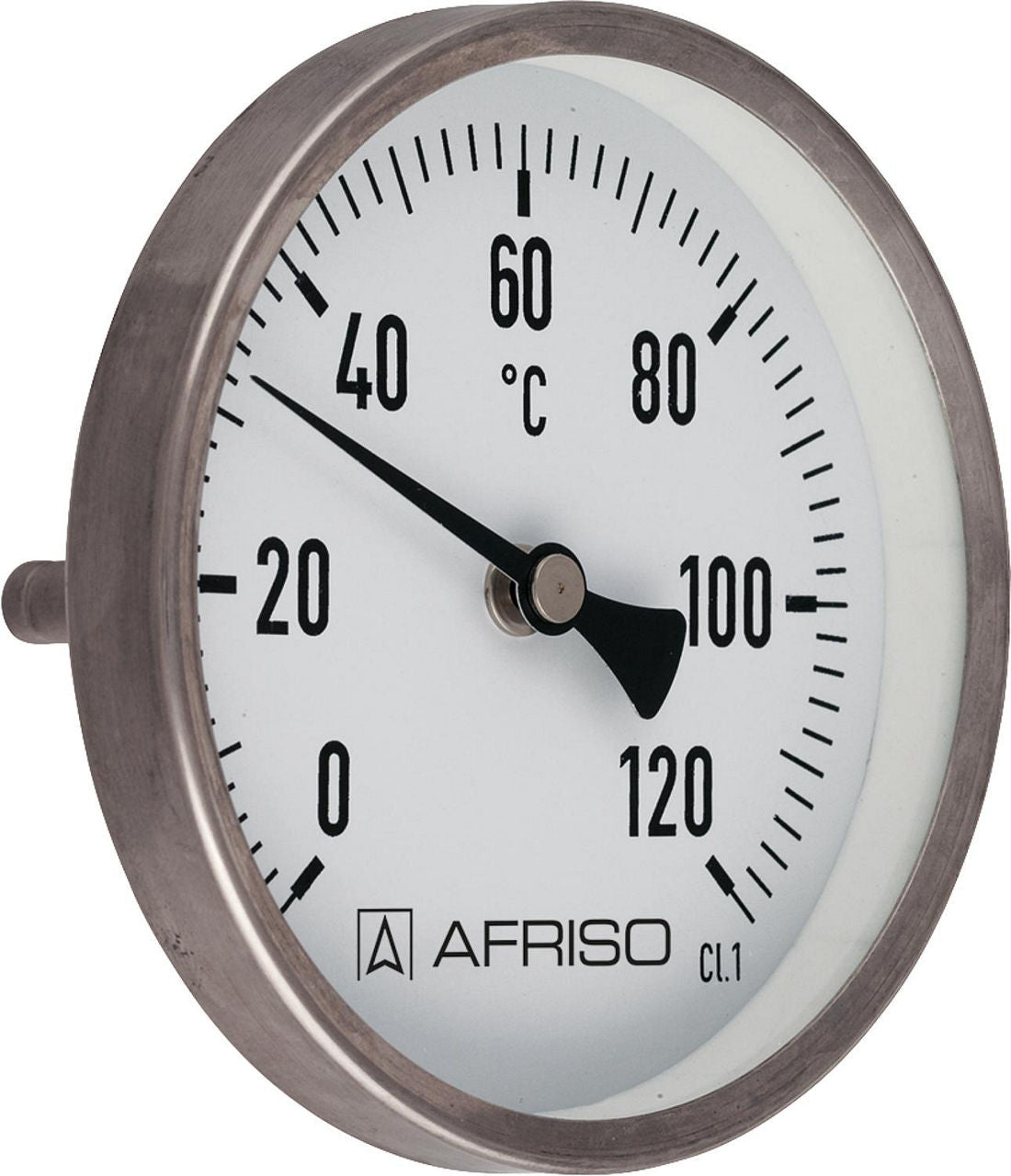 Thermomètre bimétallique AFRISO en acier inoxydable, axial, DN 15 (1/2")
