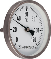 Thermomètre bimétallique AFRISO en acier inoxydable, axial, DN 15 (1/2")