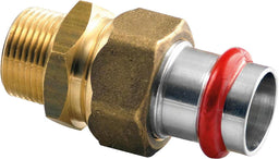 Raccord traversant à sertir × visser acier contour V (filetage M)