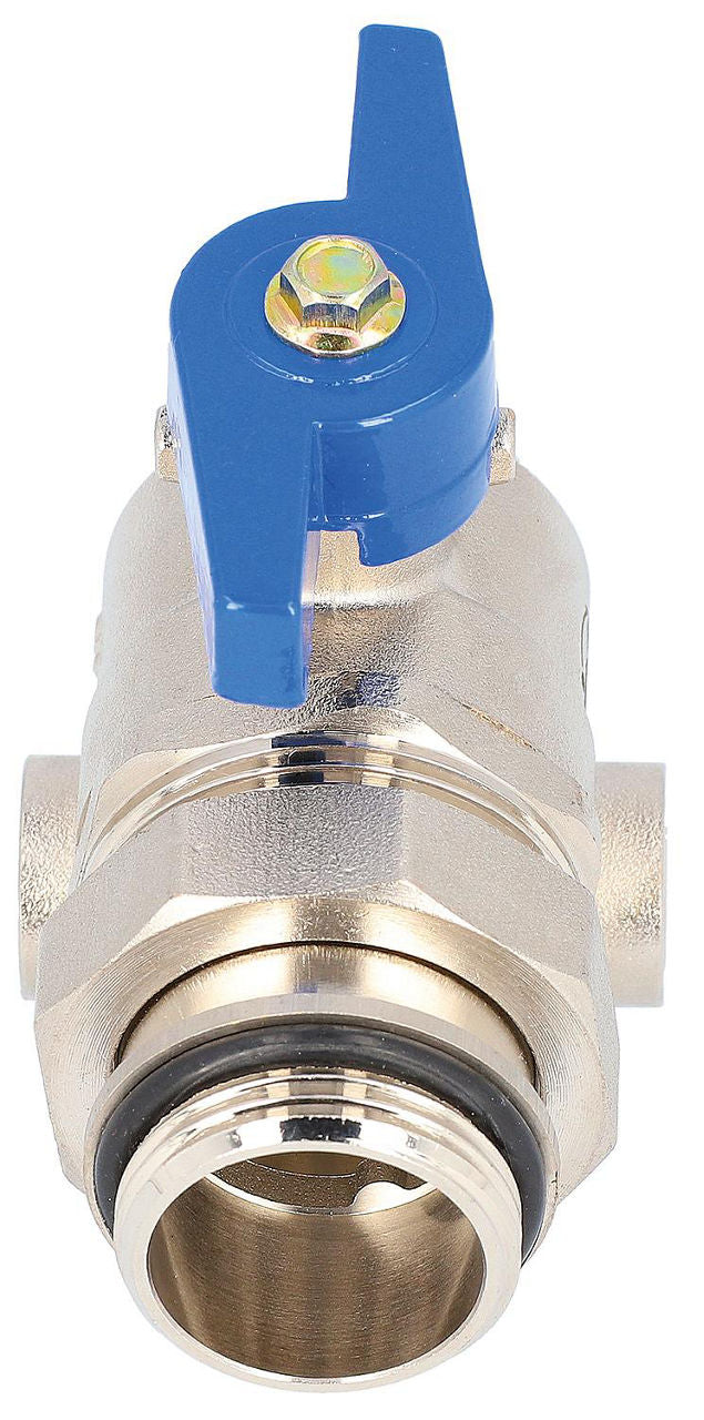Robinet à boisseau sphérique équerre femelle × mâle pour collecteur, avec prise de thermomètre