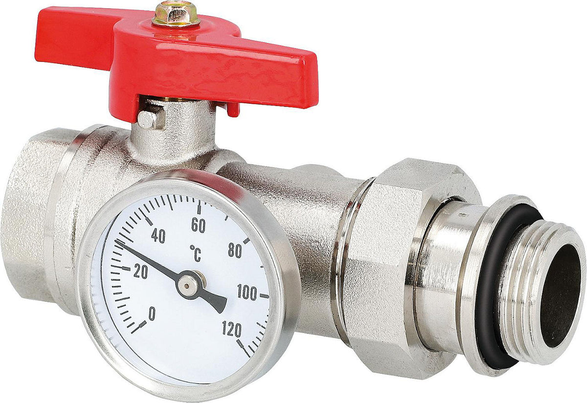 Thermomètre 0-120 °C ø 40 mm pour robinet à boisseau sphérique de raccordement