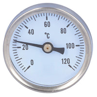 Thermomètre 0-120 °C ø 40 mm pour robinet à boisseau sphérique de raccordement
