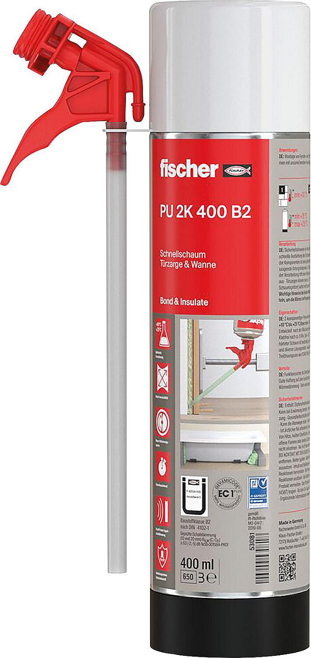 Mousse de montage rapide Fischer 2K B2 PU, 400 ml