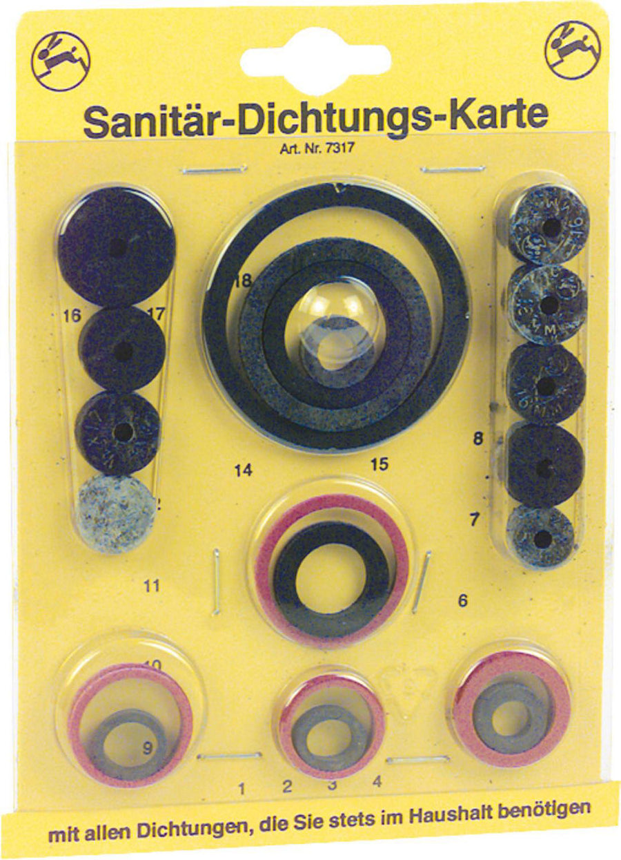 Carte d'assortiment de joints sanitaires