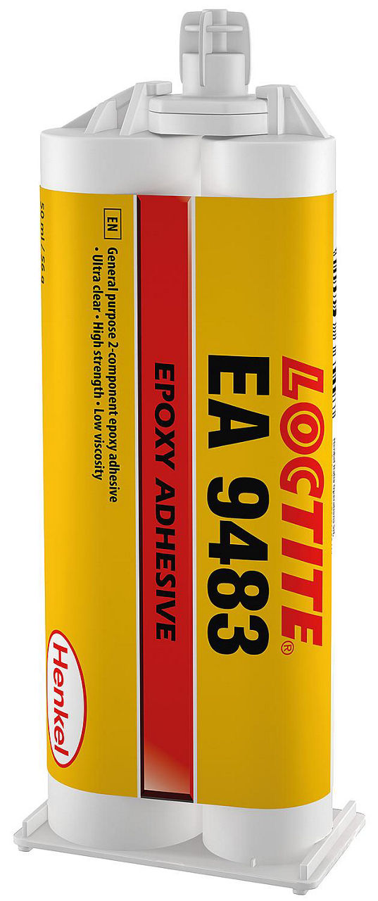 Adhésif époxy bicomposant haute résistance / transparent LOCTITE EA 9483 A&B, cartouche double de 50 ml avec mélangeur