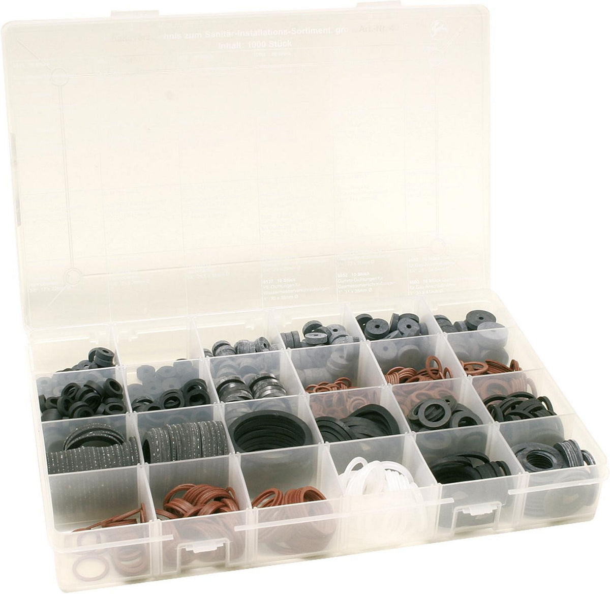 Assortiment de joints pour installateur sanitaire 355x225x45mm contenu total 1000 pièces