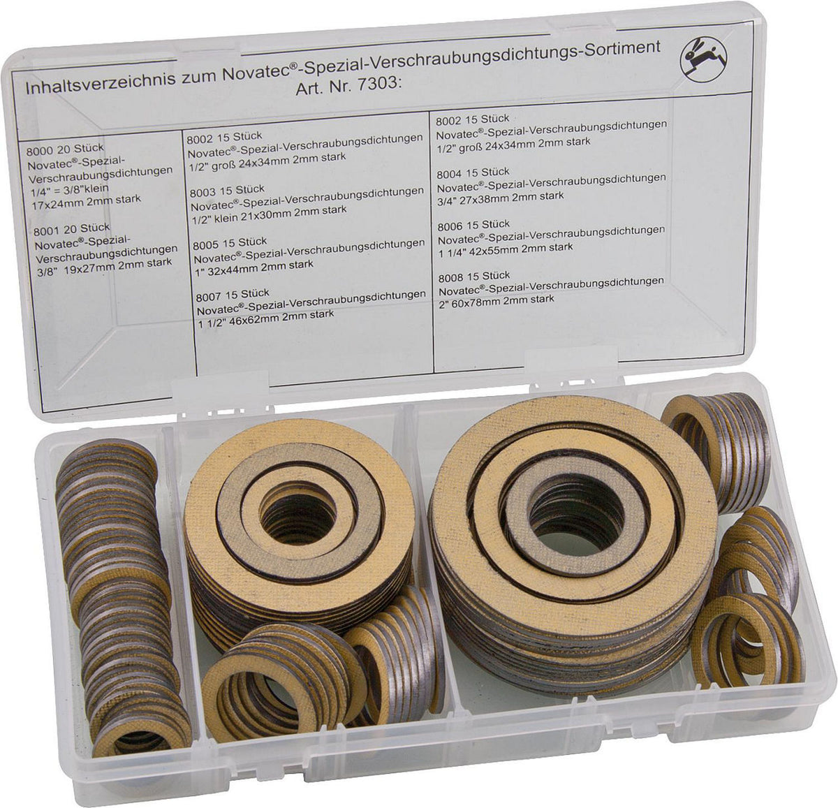 Assortiment de joints de raccord spéciaux, Réf. 7303, Contenu total : 160 pièces