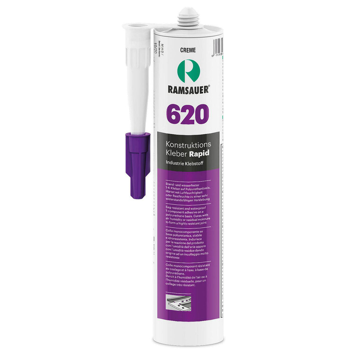Colle de construction RAMSAUER Rapid 620 crème colle industrielle sans silicone cartouche de 310ml