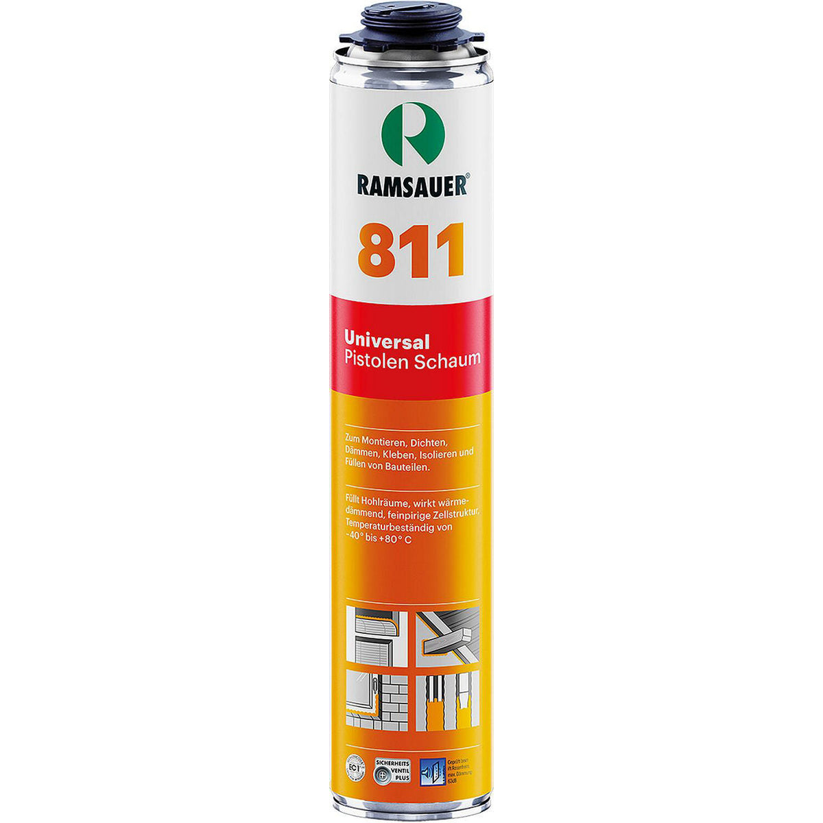 Mousse PU universelle 811 pour pistolet, classe feu B2, 750 ml