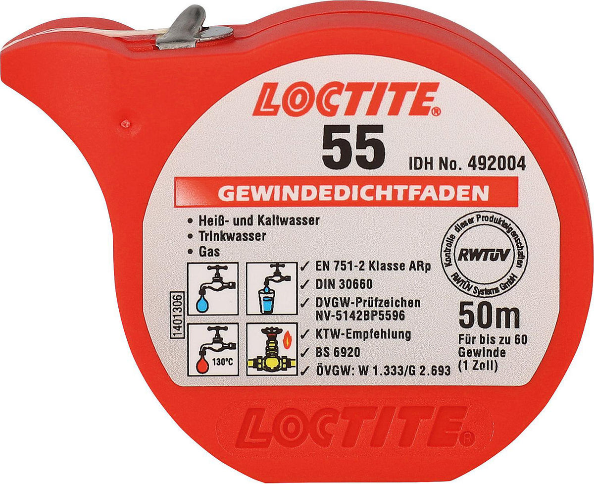Fil d'étanchéité pour filétage LOCTITE 55 (DVGW/ÖVGW) - 50m
