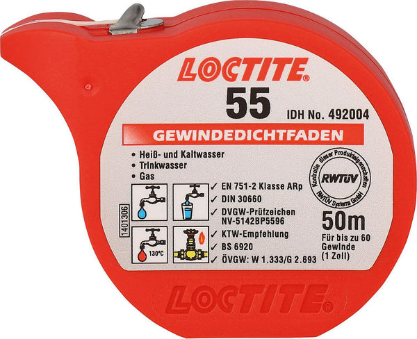 Fil d'étanchéité pour filétage LOCTITE 55 (DVGW/ÖVGW) - 50m