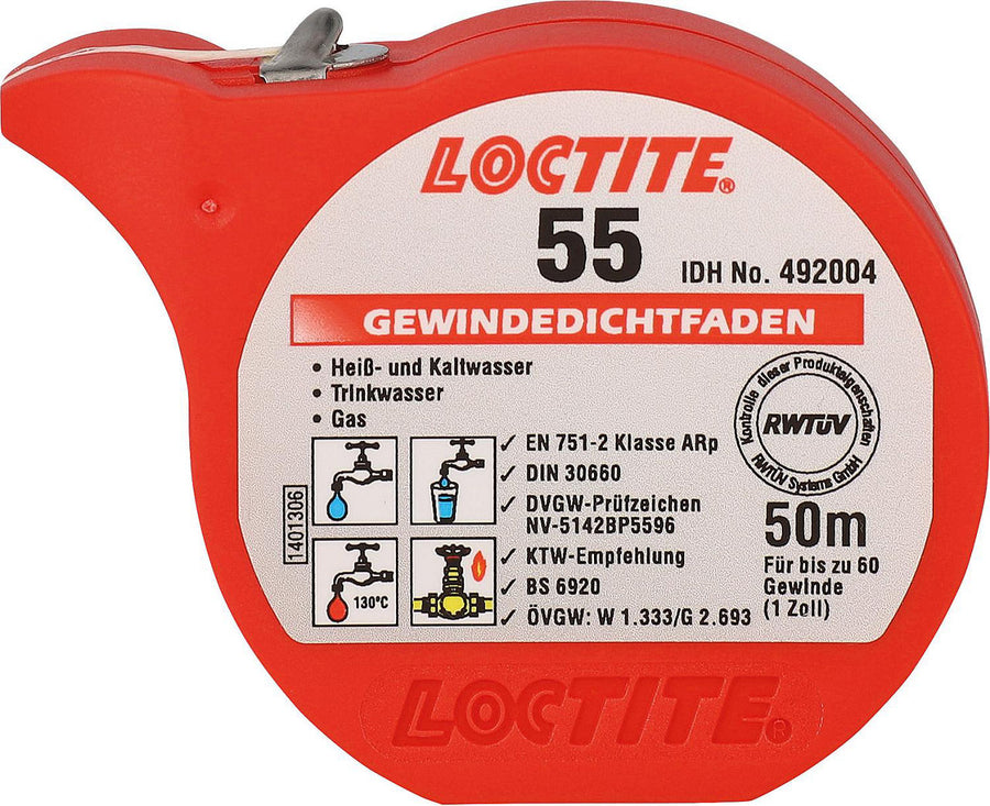 Fil d'étanchéité pour filétage LOCTITE 55 (DVGW/ÖVGW) - 50m