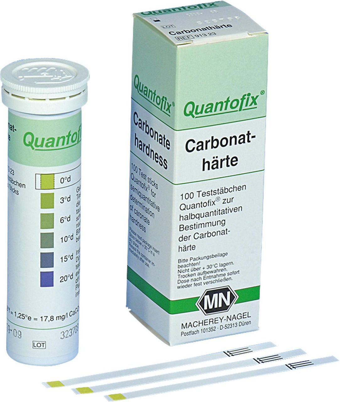 Bandelettes de test Quantofix, dureté carbonatée 0/3/6/10/15/20 °dH