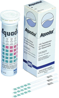 Bandelettes de test Aquadur, dureté de l'eau 3/5/10/15/20/25 °dH, paquet de 100 (6 × 95 mm)