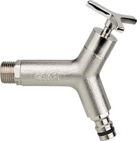 Robinet d'arrosage GEKA 1/2" laiton nickelé avec prise système enfichable