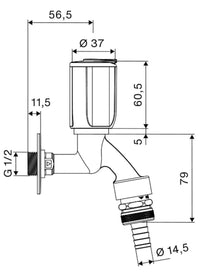 Schell vanne d'écoulement Secur verrouillable avec clapet anti-retour DN15 1/2", chromé