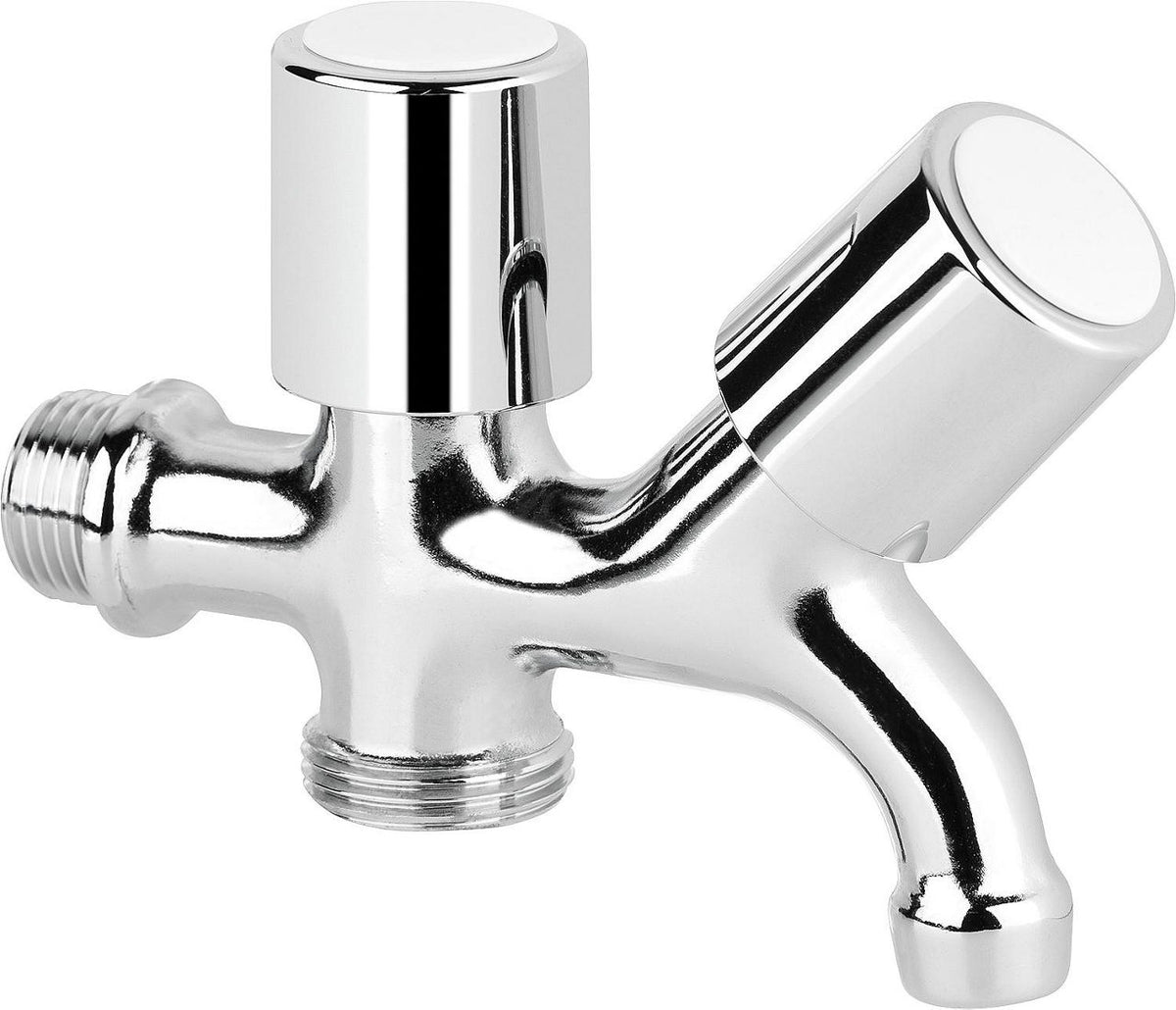Vanne d'écoulement double pour machine à laver combiné 1/2" mâle x 3/4" mâle, chromé