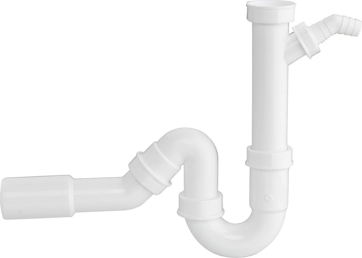 Siphon d'évier universel 1 1/2" DN40/50 plastique avec raccord de tuyau