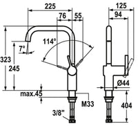 Mitigeur d'évier KWC Livello bec pivotant saillie 223 mm chrome