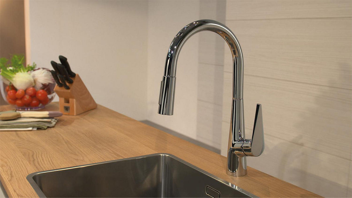 Mitigeur d'évier Hansgrohe Talis S 200 douchette extractible saillie 213 mm chrome