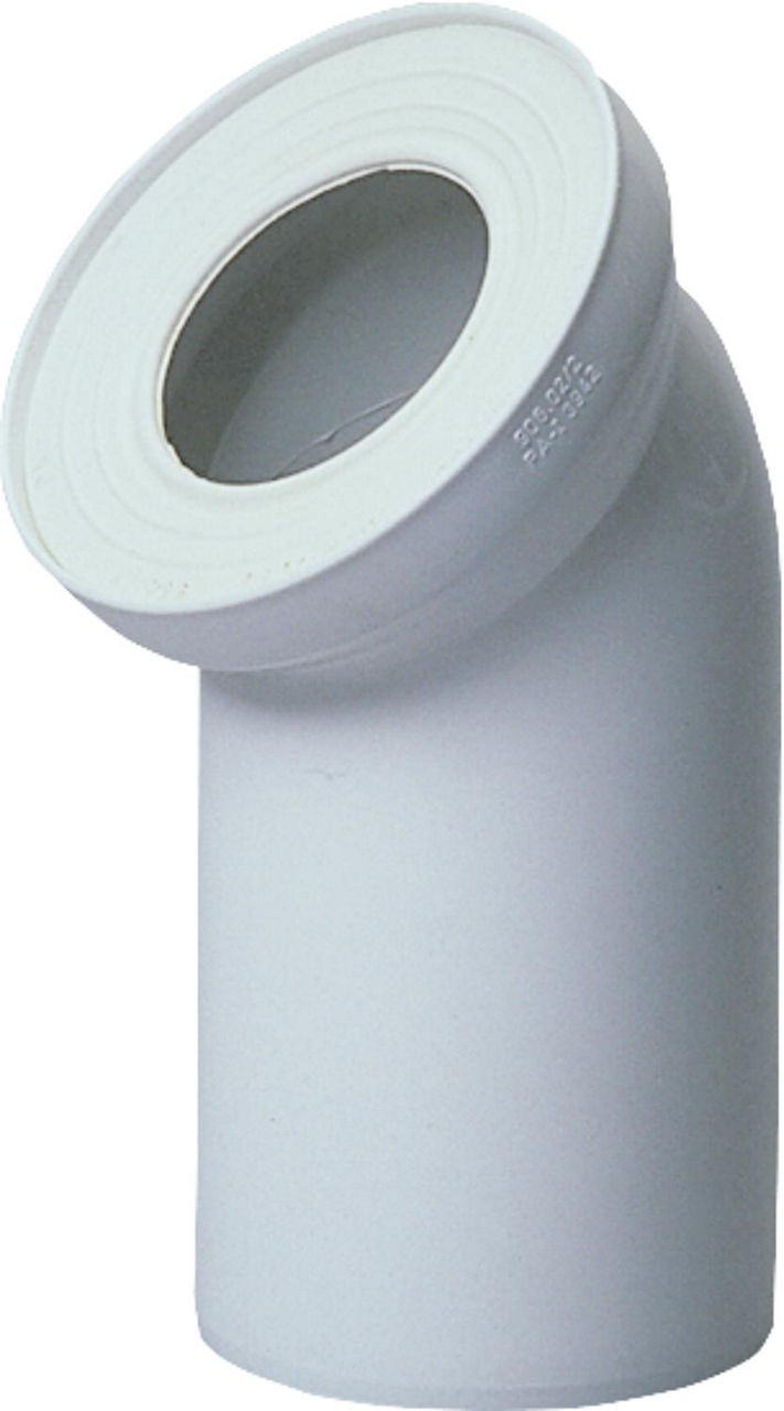 Coude de raccordement WC DN100 45°, blanc