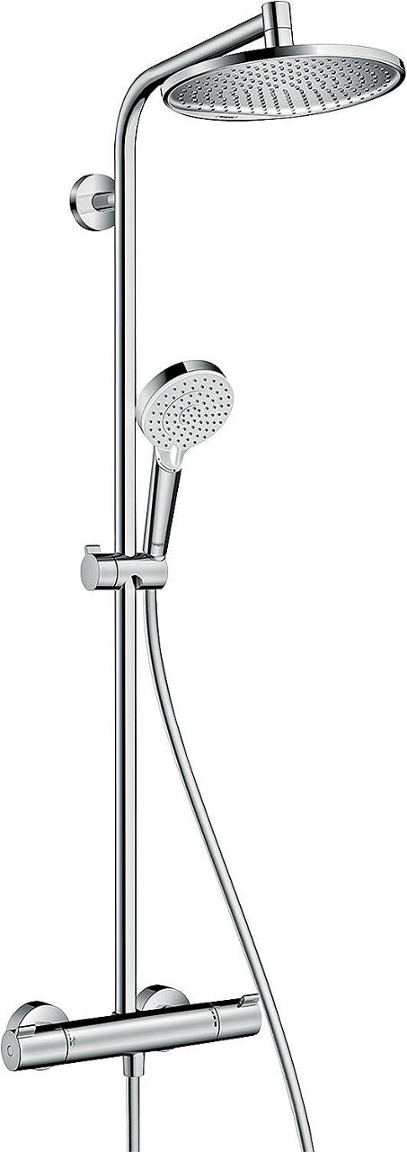 Hansgrohe Crometta S 240 EcoSmart Brausesystem mit Thermostat, Kopfbrause 240mm Chrom