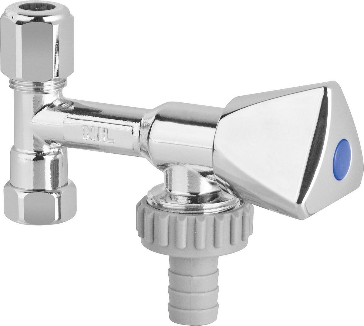 Vanne Nil DN12(3/8")xDN20(3/4"), laiton chromé