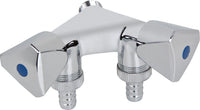 Robinet de machine à laver double chromé, 2 robinets, DN20 M DN15 M x DN20 M avec clapet anti-retour