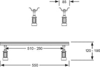 Pied de baignoire MEPA WA-Standard - 2 traverses 550x85x25 mm, 4 pieds vissables, hauteur réglable