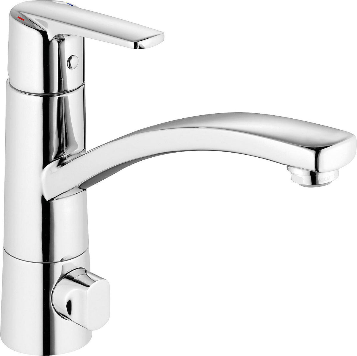 Mitigeur d'évier Heinrichschulte Alpha 300 avec vanne de raccordement appareil, saillie 206 mm, chromé