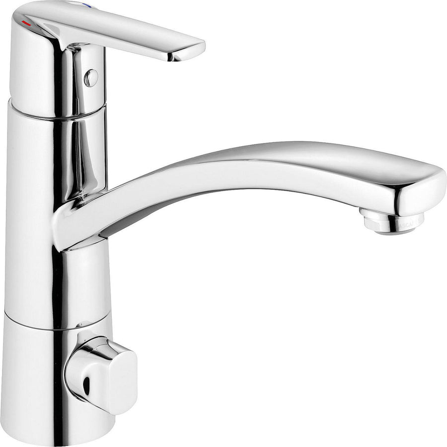 Mitigeur d'évier Heinrichschulte Alpha 300 avec vanne de raccordement appareil, saillie 206 mm, chromé