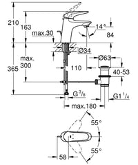 Mitigeur de lavabo Grohe Eurostyle saillie 110 mm chromé