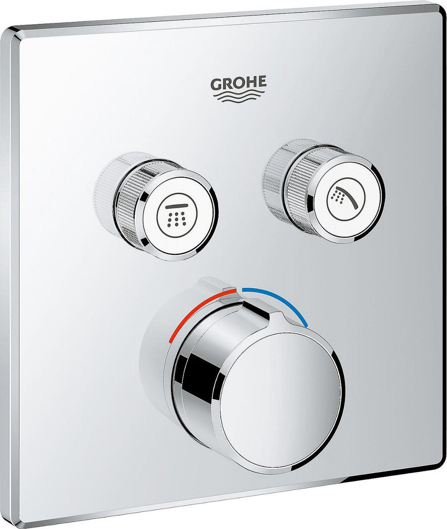 Mitigeur bain/douche encastré Grohe SmartControl chromé avec 2 vannes d'arrêt