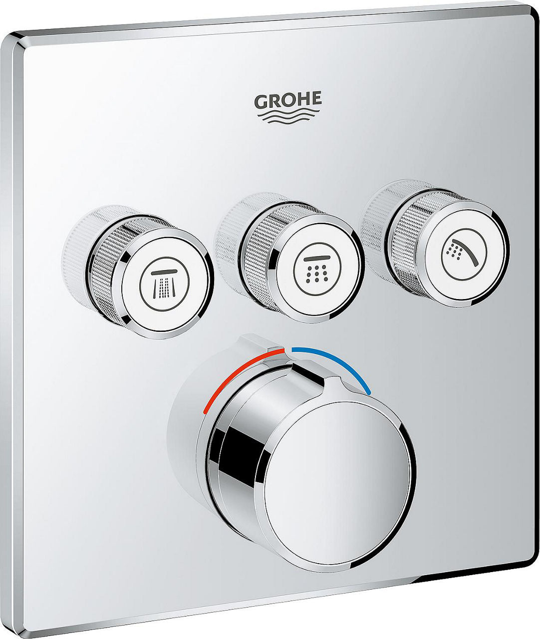 Mitigeur bain/douche encastré Grohe SmartControl chromé avec 3 vannes d'arrêt