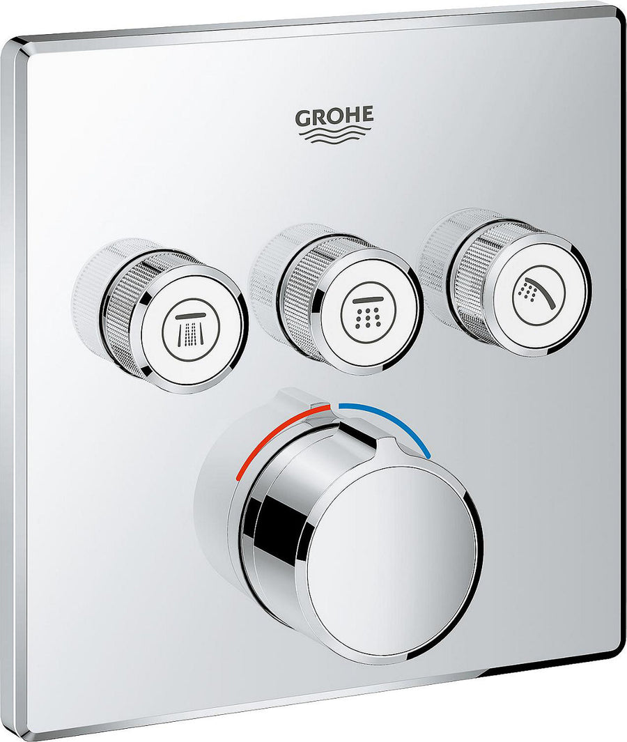 Mitigeur bain/douche encastré Grohe SmartControl chromé avec 3 vannes d'arrêt