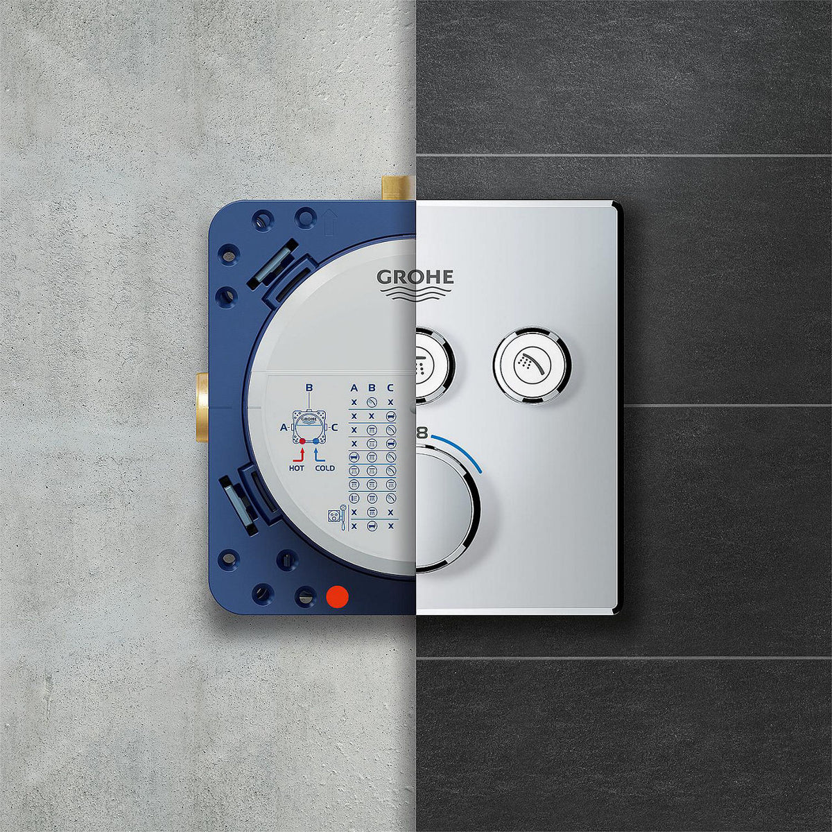 Corps encastrement Grohe Rapido SmartBox 3 sorties