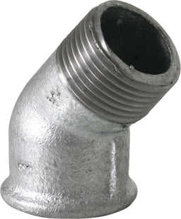 Coude 45° mâle x femelle Type 121 en fonte malléable zinguée