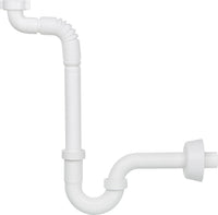 Siphon gain de place DN32 (1 1/4") avec tube flexible plastique blanc