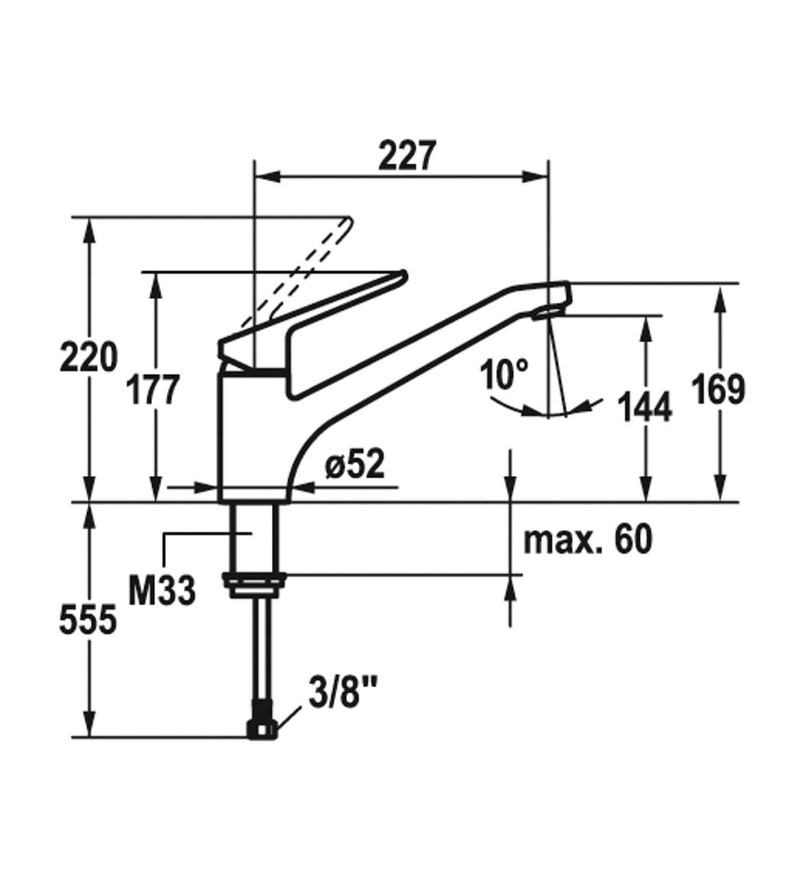 Mitigeur évier KWC Isla bec pivotant saillie 225 mm chromé