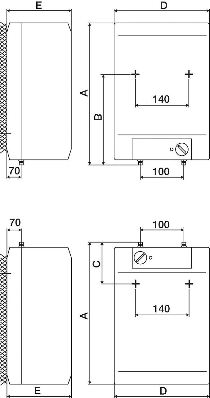 Chauffe-eau électrique - basse pression TEG, 5 - 10 litres