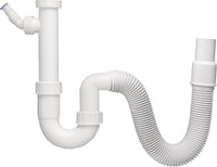 Siphon d'écoulement PP blanc 1 1/2" x 40/50mm Tube de sortie flexible avec raccord tuyau