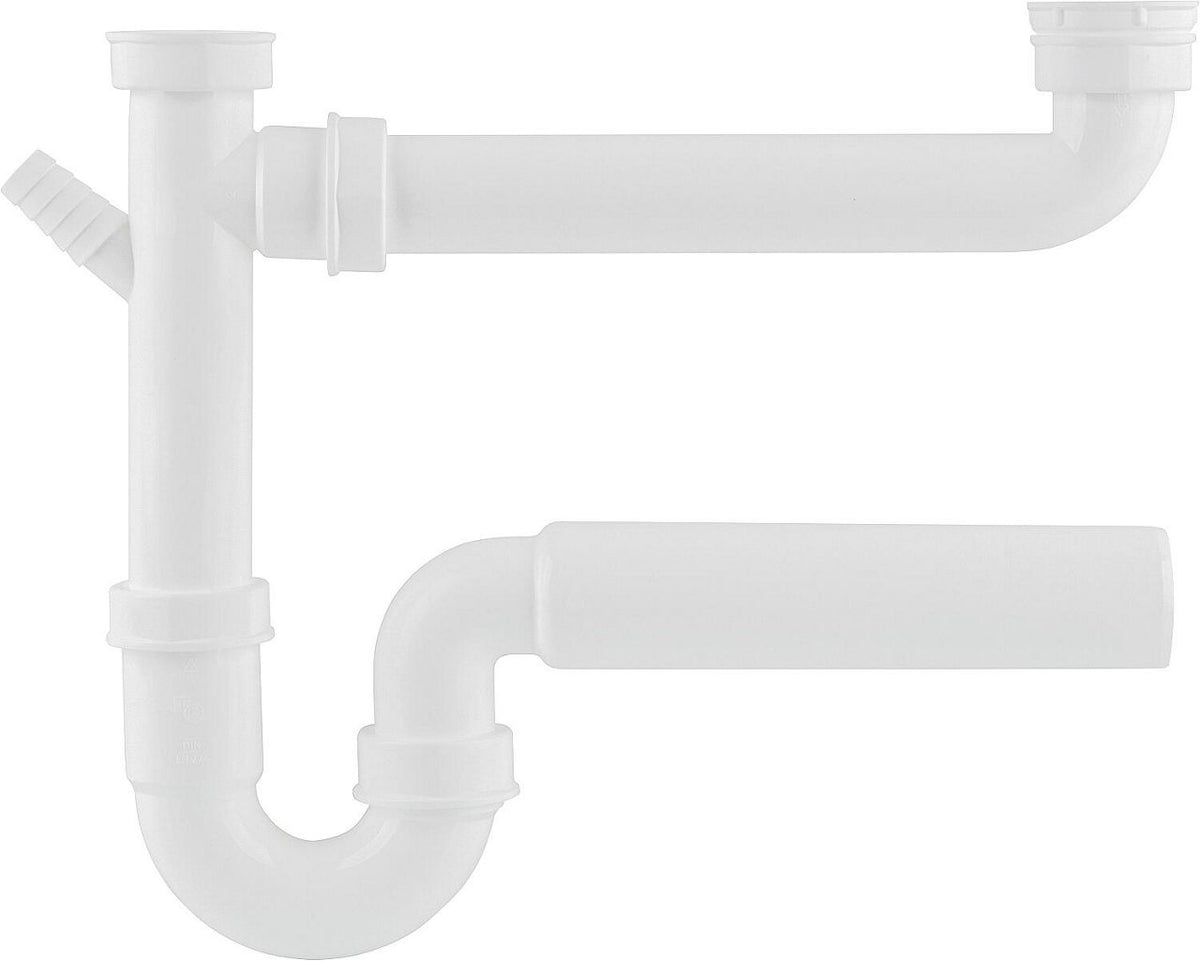 Double siphon d'évier 1 1/2" x 50mm PP blanc
