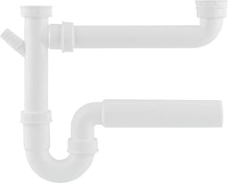 Double siphon d'évier 1 1/2" x 50mm PP blanc