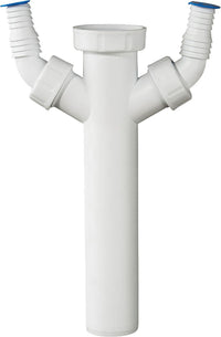 Tuyau réglable PP blanc 1 1/2" x 40 x 200 mm avec 2 raccords de tuyau souple
