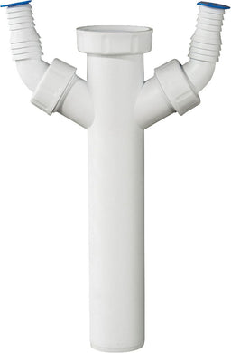 Tuyau réglable PP blanc 1 1/2" x 40 x 200 mm avec 2 raccords de tuyau souple