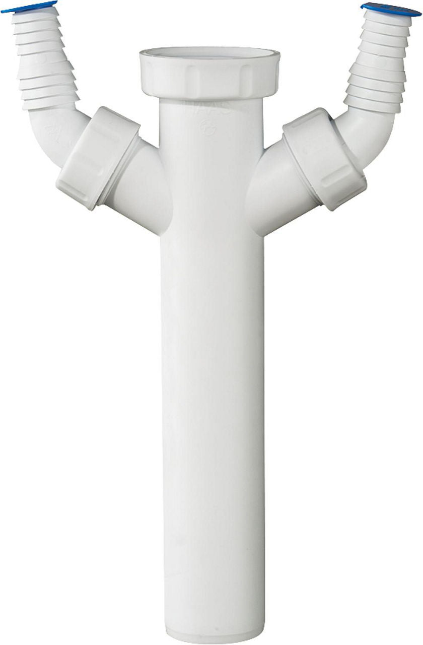 Tuyau réglable PP blanc 1 1/2" x 40 x 200 mm avec 2 raccords de tuyau souple