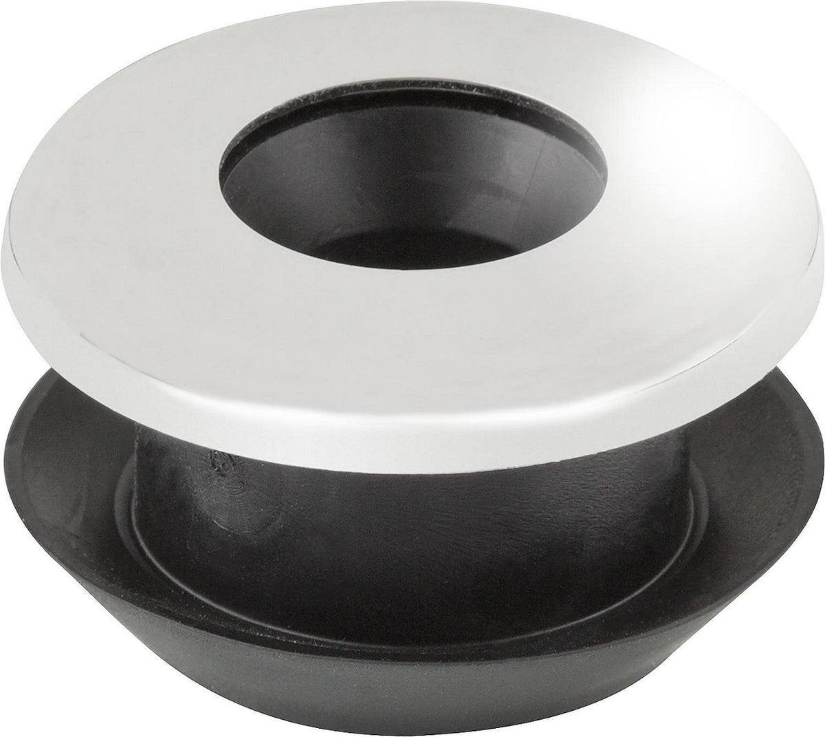 Raccord d'urinoir pour entrée à un trou (standard) en caoutchouc noir + rosace, Ø 18.5 mm
